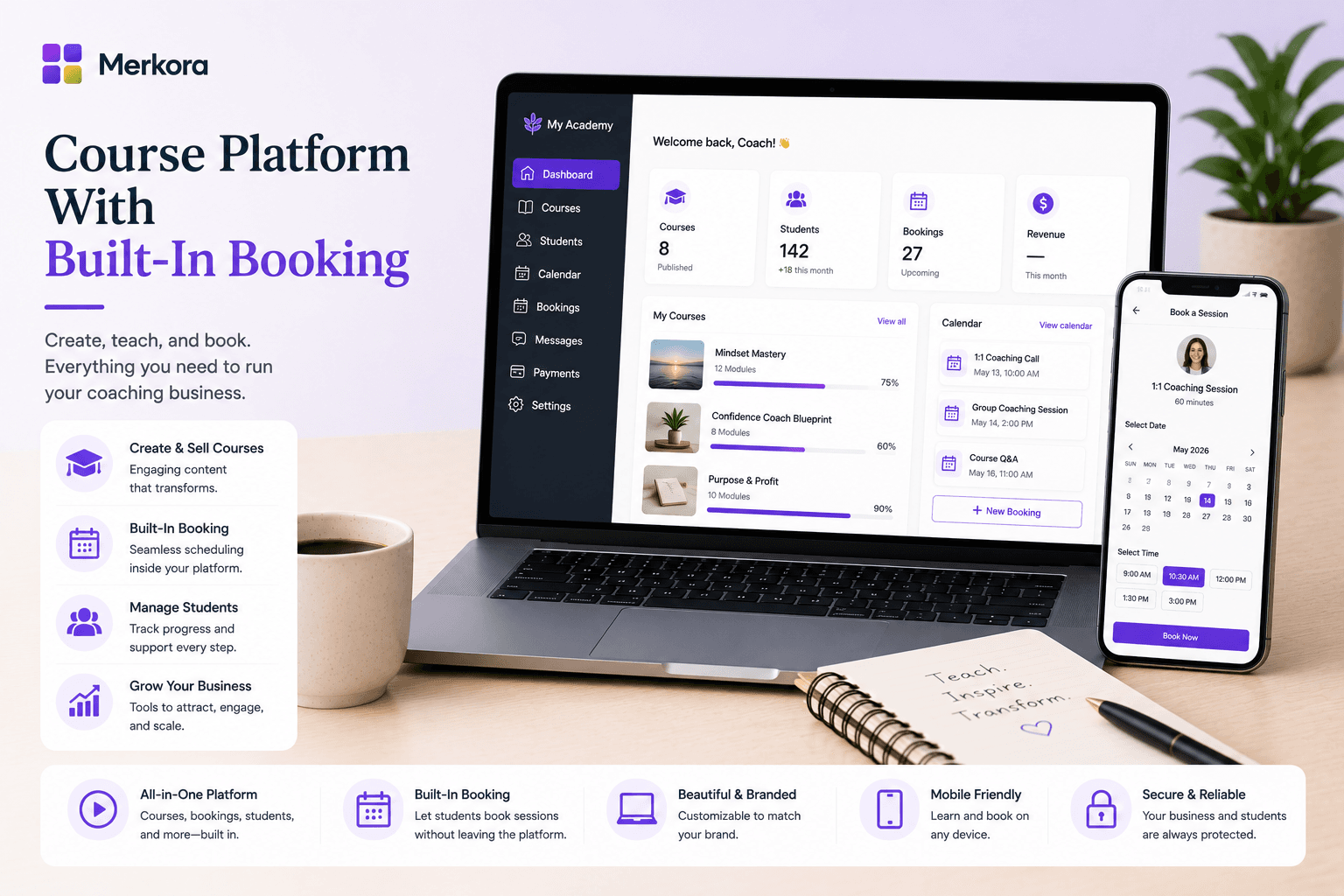 Course Platform With Built-In Booking: Why Splitting the Two Costs You Clients