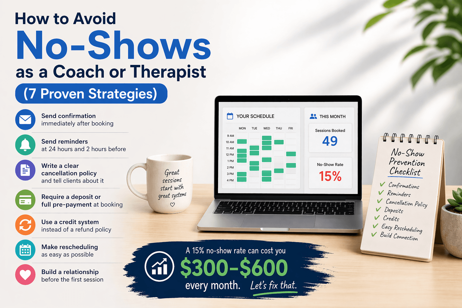 How to Avoid No-Shows as a Coach or Therapist (7 Proven Strategies)